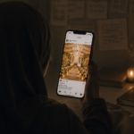 A Muslimah scrolling through social media, wishing to have the life she sees others portray